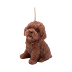 Pepper & White brown puppy-shaped candle with lifelike textured fur and white peach and Oolong scent