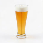 Pepper & White Happy Hour Fressia scented candle shaped like a glass of golden beer with white foam on top