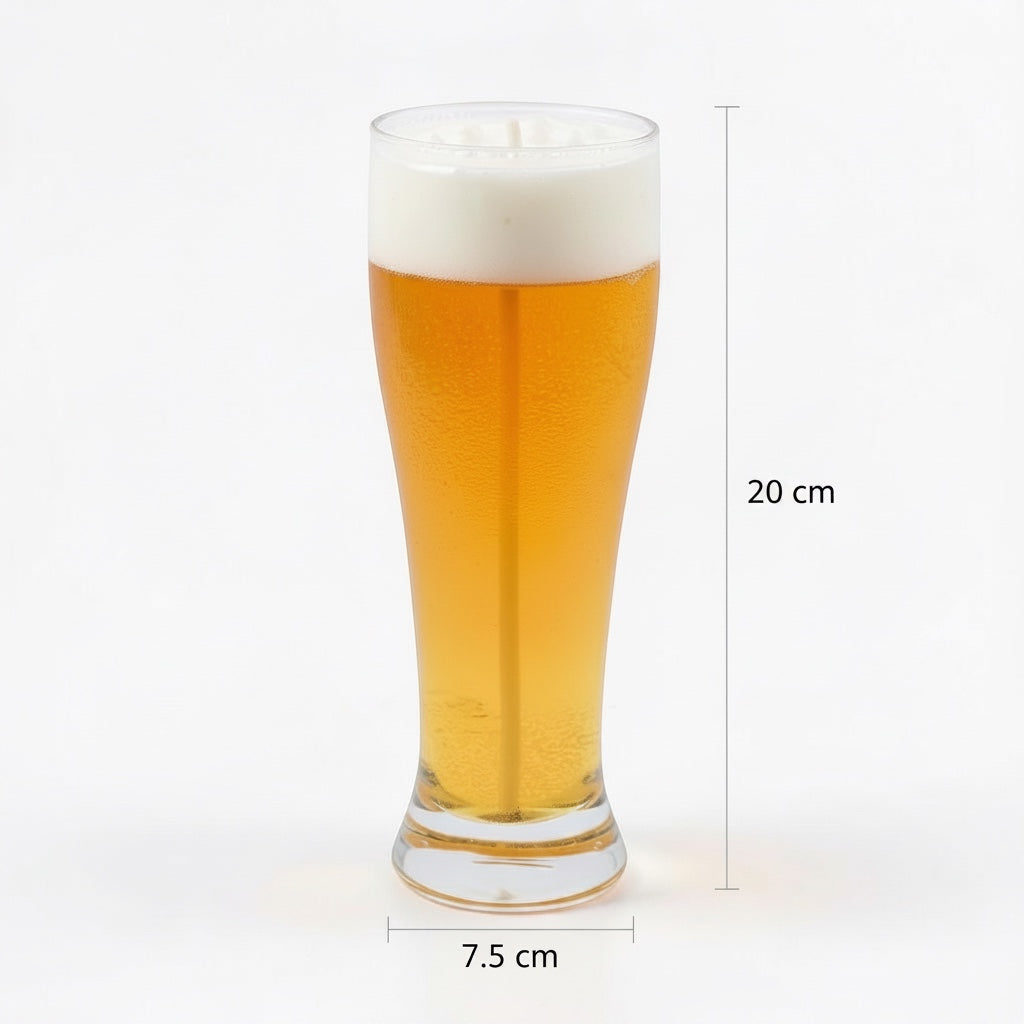 Pepper & White Happy Hour Fressia scented candle in a realistic beer glass shape with foam top, 20cm tall