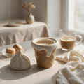 Pepper & White ice cream cone candle with a waffle-textured ceramic base and removable soft-serve swirl lid.