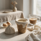 Pepper & White ice cream cone candle with a waffle-textured ceramic base and removable soft-serve swirl lid.